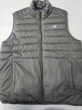 NEW BALANCE PUFFER VEST MEN'S FULL ZIP POCKETS COLOR GRAY SIZE LARGE